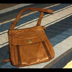 Brown leather crossbody Fossil handbag